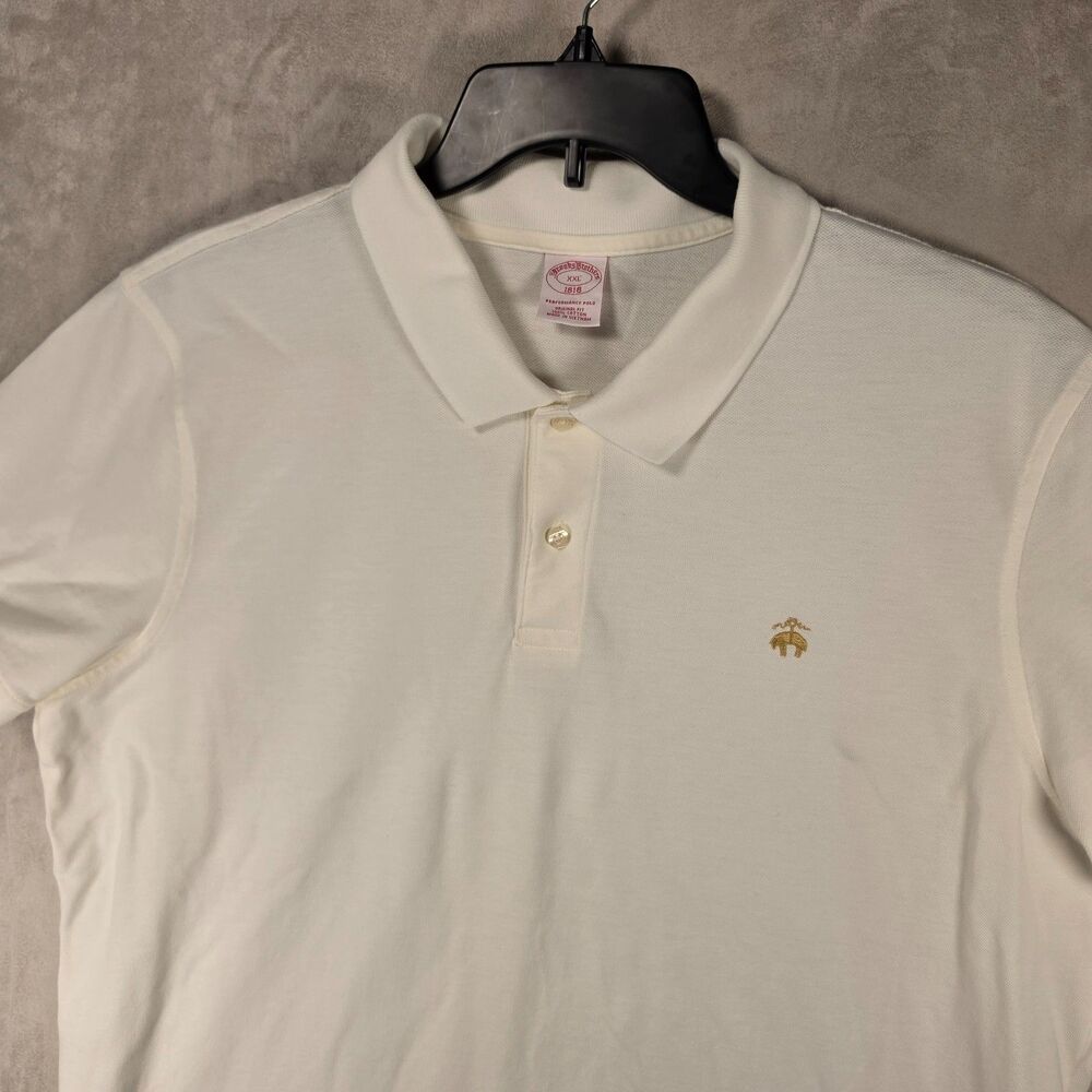 Brooks Brothers 1818 Men’s Performance Polo Shirt Original Fit Off-White XXL